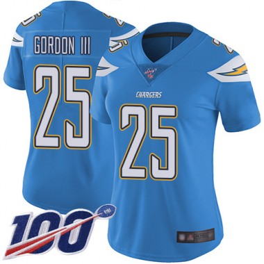 Los Angeles Chargers NFL Football Melvin Gordon Electric Blue Jersey Women Limited  #25 Alternate 100th Season Vapor Untouchable->youth nfl jersey->Youth Jersey